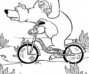 Coloriage Masha et Michka s'amusent