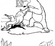 Coloriage Michka et le loup facile