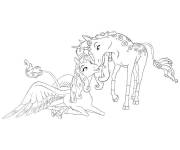 Coloriage Deux licornes amoureux de Mie et moi