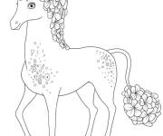 Coloriage Licorne de Mia et moi d&eacute;cor&eacute; avec des fleurs