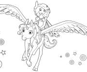 Coloriage Mia et moi sur la licorne