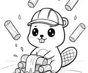 Coloriage Max le castor jaune de Miniforce