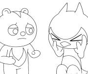 Coloriage Ourson et chat timide