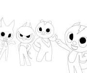 Coloriage et dessins gratuit Quatre animaux de Miniforce à imprimer