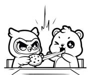 Coloriage Sammy et Max se disputant un biscuit
