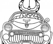 Coloriage Garfield conduit une voiture