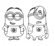 Coloriage et dessins gratuit Les Minions Stuart et Kevin à imprimer