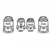 Coloriage Les quatres Minions en ligne