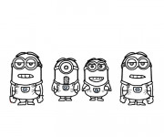 Coloriage Les quatres Minions en ligne