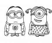 Coloriage et dessins gratuit Minions amoureux à imprimer