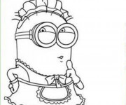 Coloriage Minions Bob femme de ménage