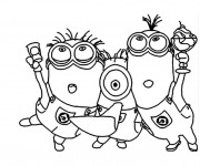 Coloriage et dessins gratuit Minions fêtent en ligne à imprimer