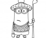 Coloriage Minions Kevin joue au Golf