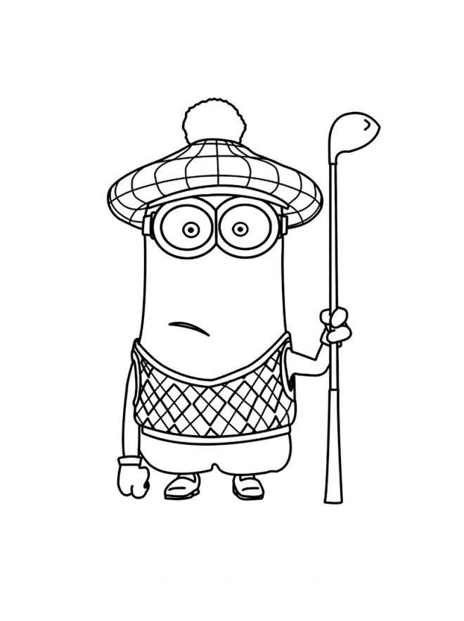 Coloriage Minions Kevin joue au Golf dessin gratuit à imprimer