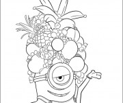 Coloriage Tim porte un chapeau de fruits