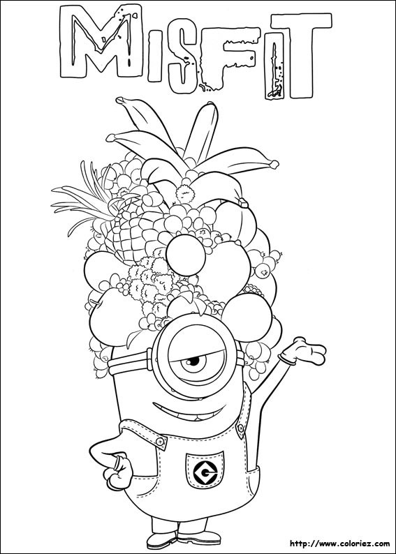 Coloriage Tim porte un chapeau de fruits dessin gratuit à imprimer