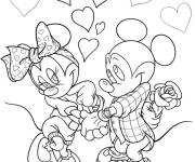 Coloriage Amour de Mickey et Minnie