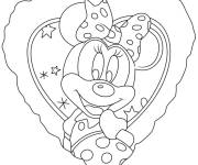 Coloriage La belle Minnie Mouse dans un c&oelig;ur