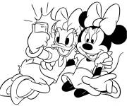 Coloriage Le Selfie de Daisy et Minnie