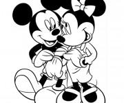 Coloriage et dessins gratuit Mickey et Minnie se discutent à imprimer