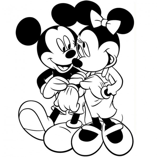 Coloriage et dessins gratuits Mickey et Minnie se discutent à imprimer