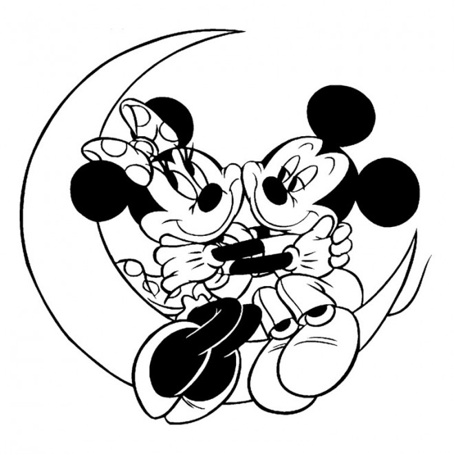 Coloriage Mickey Mouse et Minnie dessin gratuit à imprimer