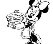 Coloriage Minnie a préparé une tarte aux cerises
