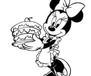 Coloriage Minnie a pr&eacute;par&eacute; une tarte aux cerises