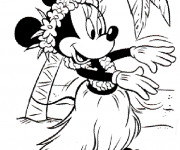 Coloriage et dessins gratuit Minnie en Hawaii à imprimer