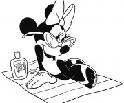 Coloriage Minnie en plage