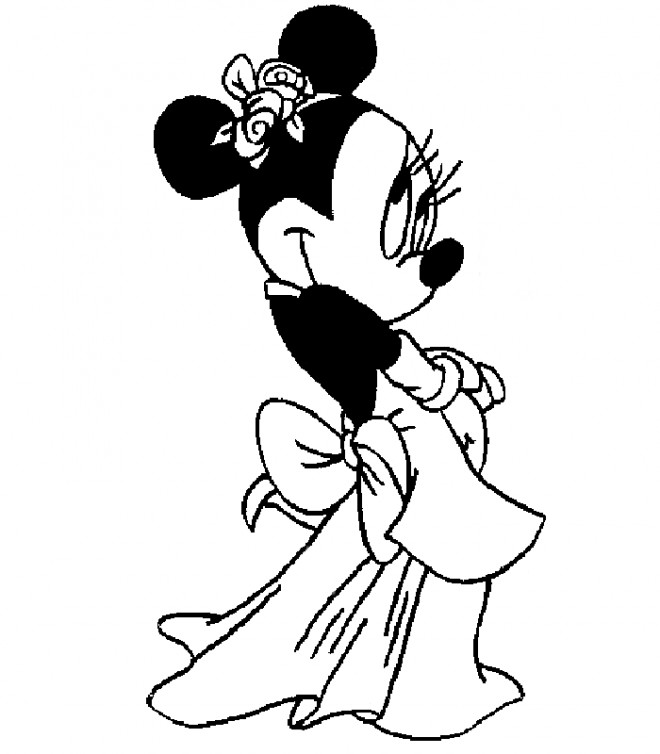 Coloriage et dessins gratuits Minnie en robe soirée à imprimer
