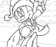 Coloriage Minnie et les cadeau de Noel