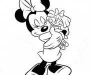 Coloriage Minnie et sa poup&eacute;e