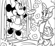 Coloriage Minnie invite Daisy &agrave; entrer