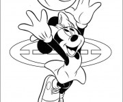 Coloriage Minnie joue du basket