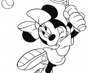 Coloriage Minnie joue du tennis