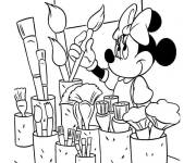 Coloriage Minnie Mouse aime dessiner et colorier