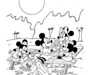 Coloriage Minnie Mouse en famille pour le Pique-nique