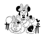 Coloriage Minnie Mouse et la citrouille d'halloween