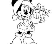 Coloriage Minnie Mouse et le cadeau de Noel