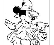 Coloriage Minnie Mouse se déguise pour l'Halloween