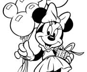 Coloriage Minnie prépare le cadeau d'anniversaire de Mickey