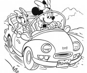 Coloriage Minnie se prom&egrave;ne  avec Daisy