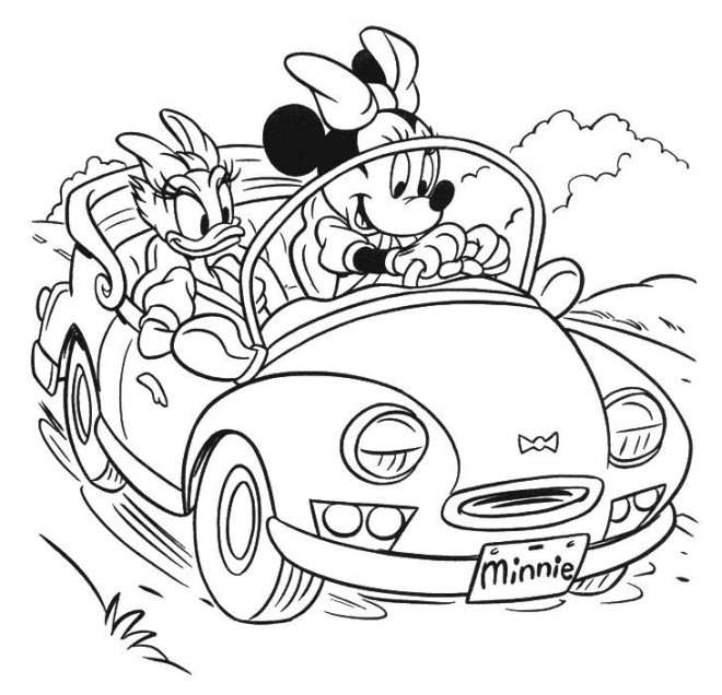 Coloriage et dessins gratuits Minnie se promène  avec Daisy à imprimer