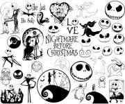 Coloriage Illustration des personnages de Jack Skellington &agrave; imprimer