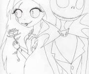 Coloriage et dessins gratuit Jack et Sally aux beaux yeux à imprimer