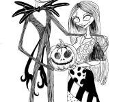 Coloriage et dessins gratuit Jack offre une citrouille &agrave; sa bien aim&eacute;e à imprimer