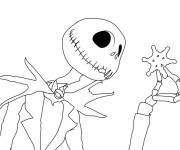 Coloriage Jack skellington a trouv&eacute; une &eacute;toile de mer