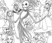 Coloriage Jack Skellington avec les personnages de bande anim&eacute;