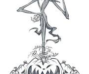 Coloriage Jack skellington debout sur les citrouilles de Halloween